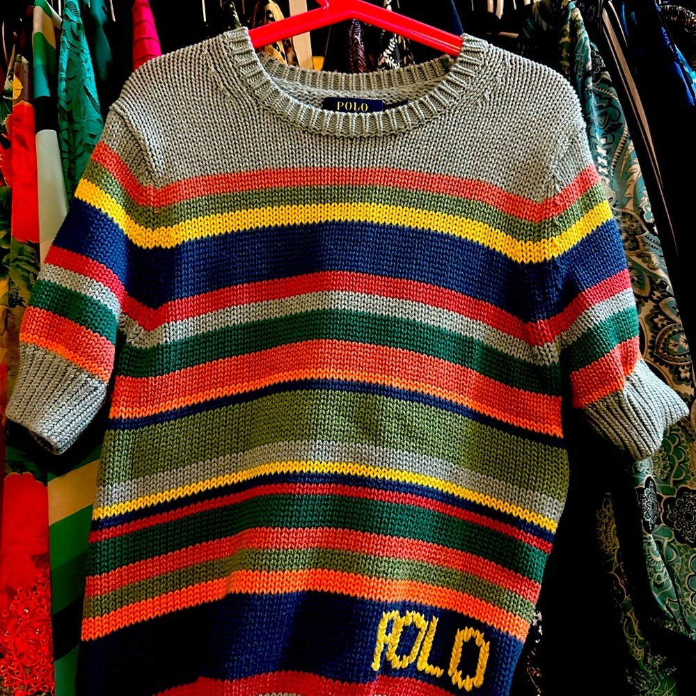 Polo Ralph Lauren Women XS striped 1/2 sleeve sweater. Never worn.